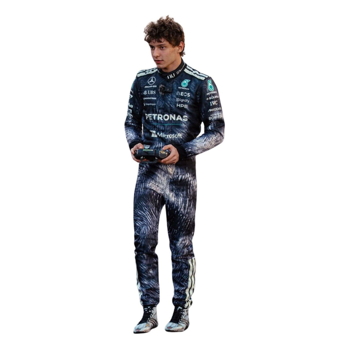 2026 Racing Suit Replica – Andrea Kimi Antonelli Japanese GP: andrea Kimi Antonelli 2026 F1 Race Costume Replica Mercedes Japanese GP a Mercedes-Benz racing suit.