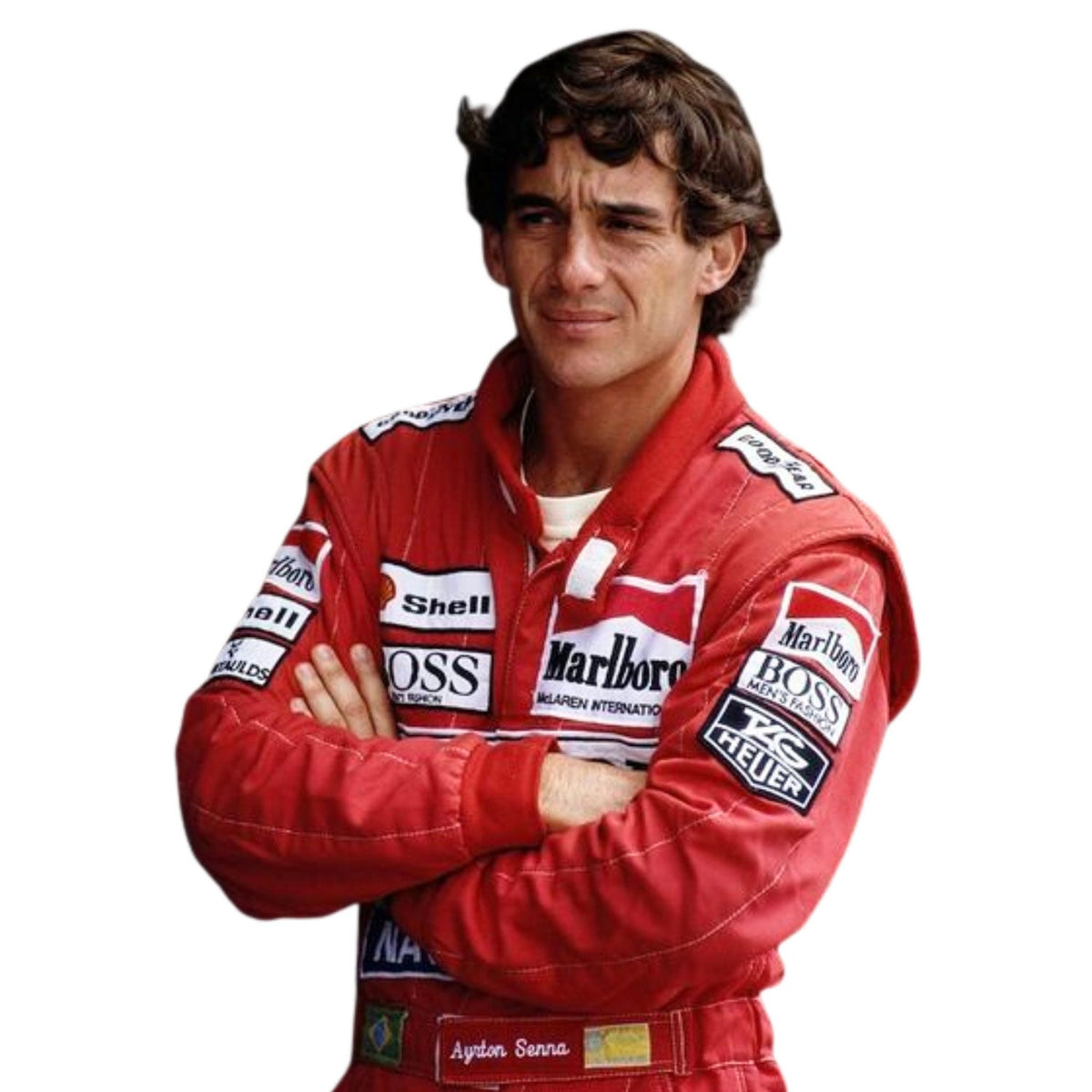 Ayrton Senna Racing Suit Replica 1991 United States GP: ayrton Senna F1 Race McLaren United States GP Grand Prix Suit Close Up View.