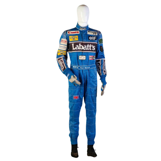Nigel Mansell 1992 Racing Suit Replica: nigel Mansell Blue F1 Race Replica Williams Motorsport Suit.