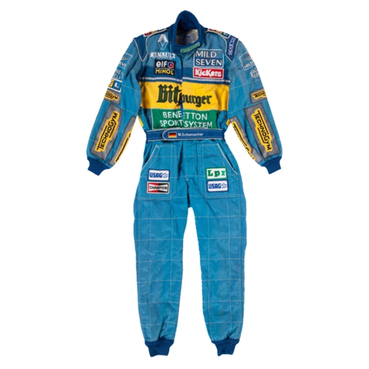 1995 Michael Schumacher Racing Suit Replica: michael Schumacher F1 Race Replica BitBurger Benetton Grand Prix Suit.