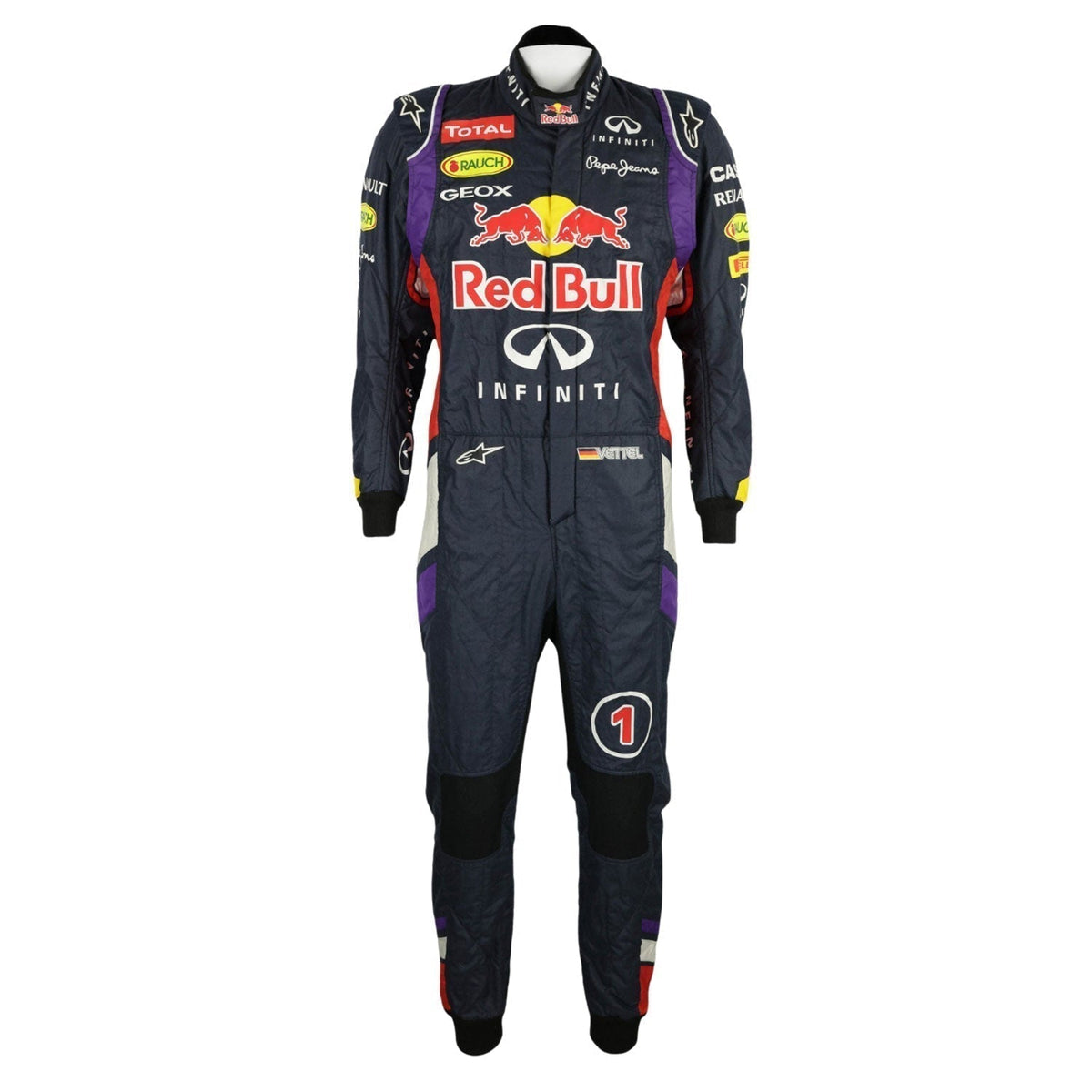 2014 Sebastian Vettel Racing Suit Replica: sebastian Vettel F1 Race Replica Red Bull Driver Suit.