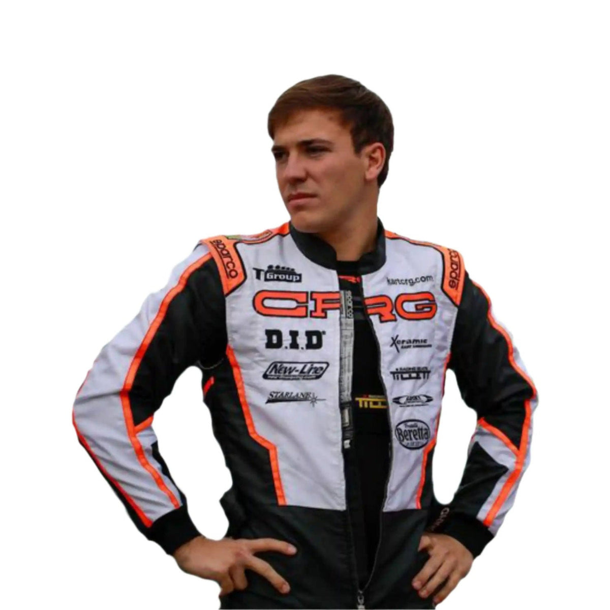 CRG 2017 – Fedcrow Go-Kart Racing Suit Replica: cRG – Fedcrow Go Kart Race Motorsport Suit close up View.