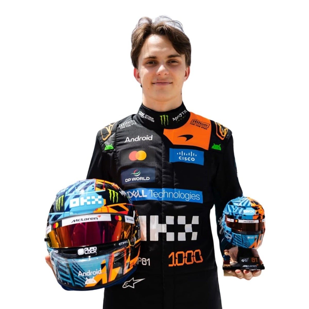 2026 Oscar Piastri Monaco GP Racing Suit Replica: oscar Piastri wearing a F1 racing suit McLaren Monaco GP with various sponsor logos.