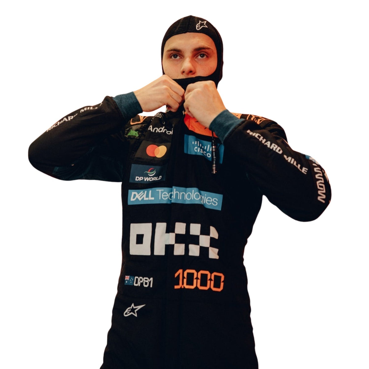 2026 Oscar Piastri Monaco GP Racing Suit Replica: oscar Piastri wearing a F1 racing suit McLaren Monaco GP with various sponsor logos.