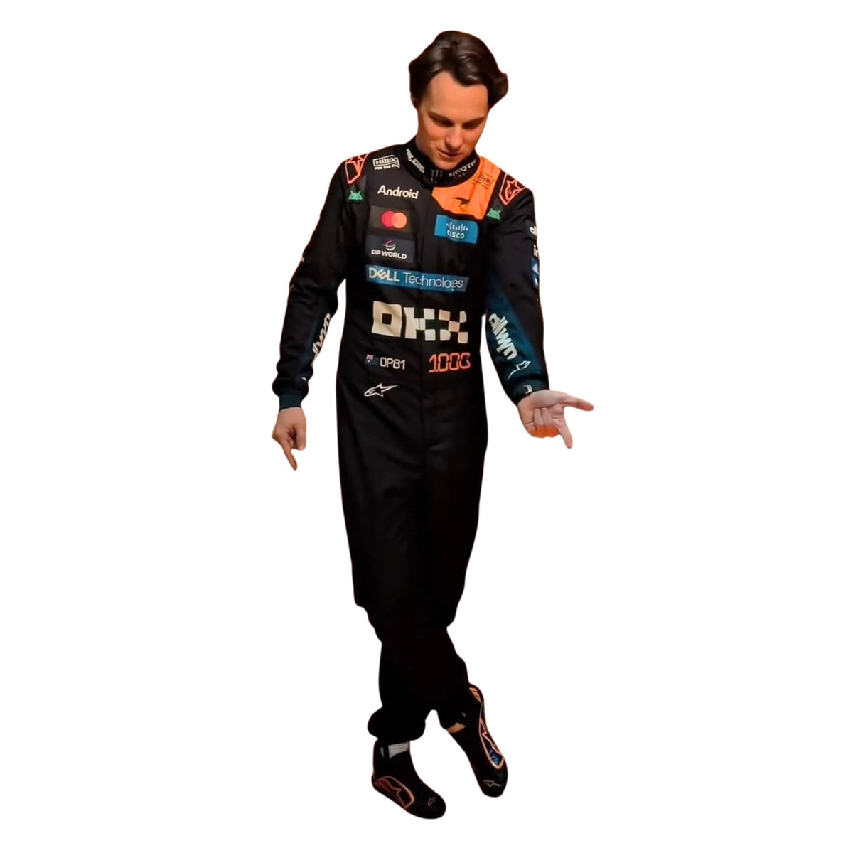 2026 Oscar Piastri Monaco GP Racing Suit Replica: oscar Piastri wearing a F1 racing suit McLaren Monaco GP with various sponsor logos.