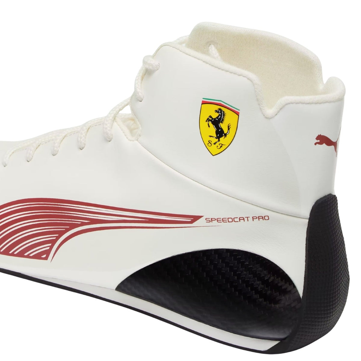 Charles Leclerc 2026 Racing Shoes Replica – Monaco GP: white Charles Leclerc 2026 Monaco GP high-top sneaker with Ferrari logo - Kartx Gear.