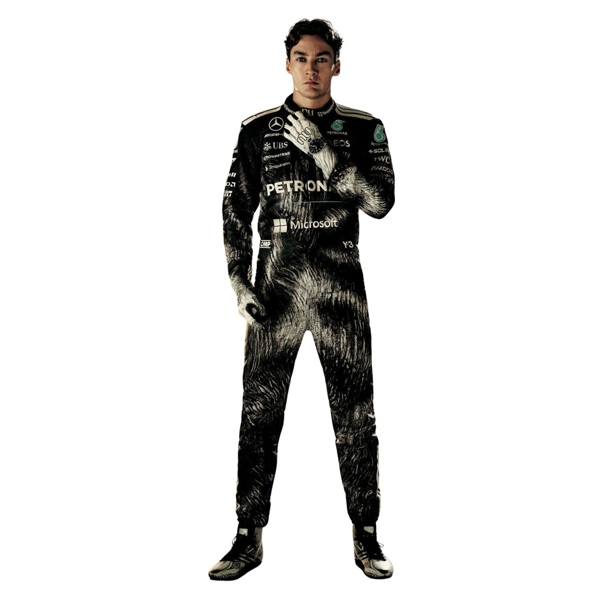 2026 Racing Suit Replica – George Russell Japanese GP: george Russell 2026 F1 Race Suit Mercedes Japanese GP with sponsor logos.