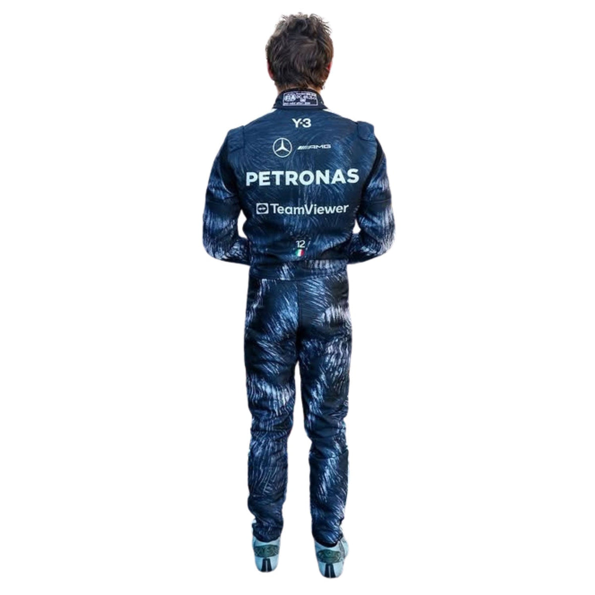 2026 Racing Suit Replica – Andrea Kimi Antonelli Japanese GP: andrea Kimi Antonelli 2026 F1 Race Costume Replica Mercedes Japanese GP with various sponsor logos.