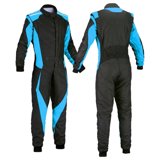 Black and Blue Go-Kart Driver Racing Outfit – Custom Fit: black and Blue Go-Kart Driver Racing Karting Costume.