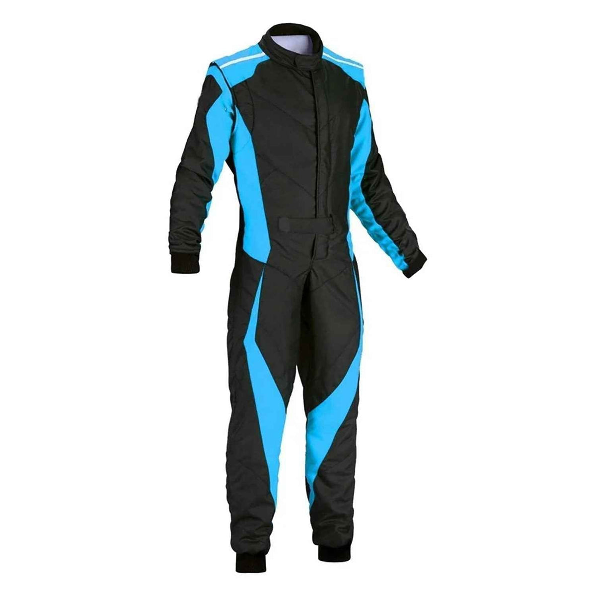 Black and Blue Go-Kart Driver Racing Outfit – Custom Fit: black and Blue Go-Kart Driver Racing Track Suit.