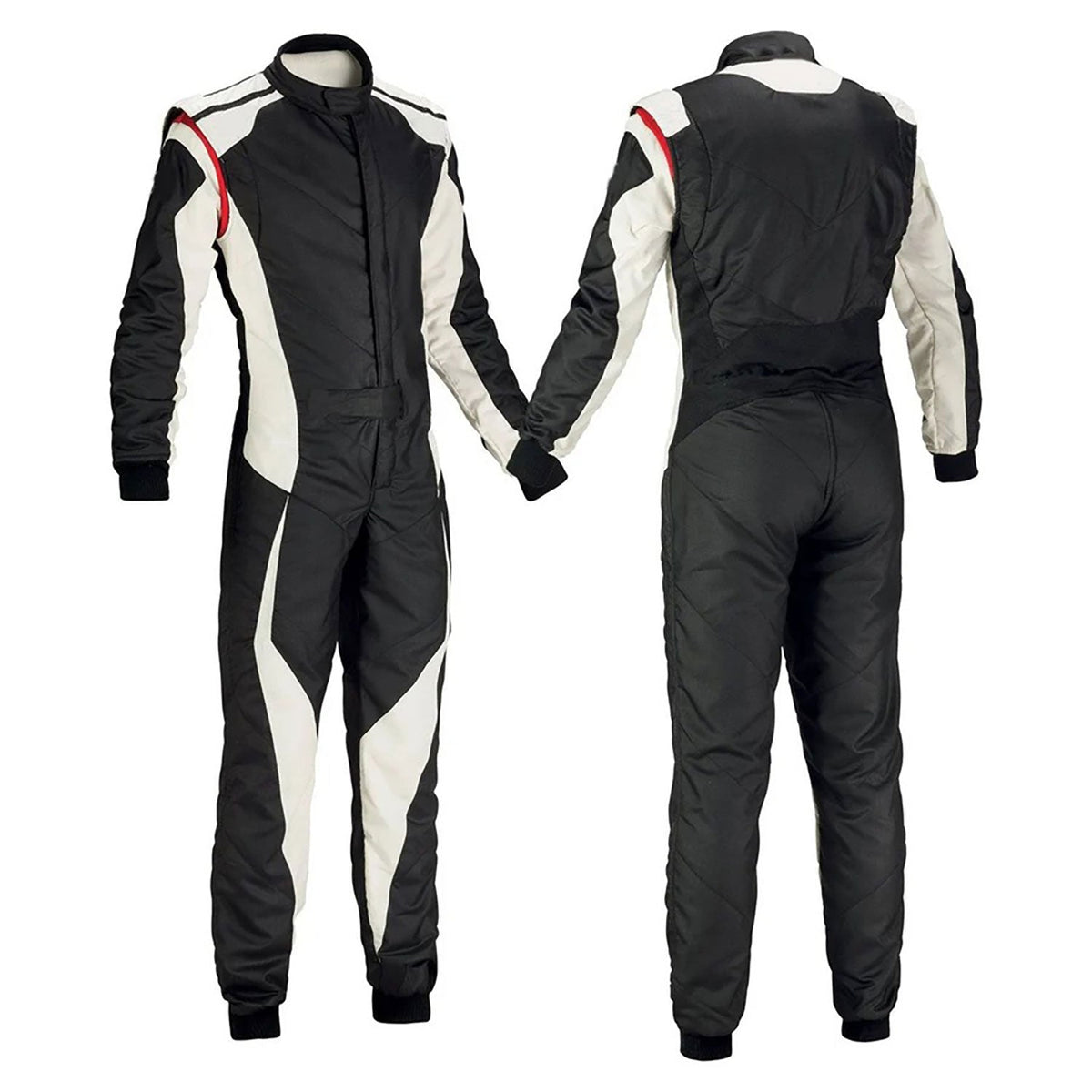 Black and White Go-Kart Driver Racing Suit – Custom Fit: black and White Go-Kart Driver Racing Karting Costume.