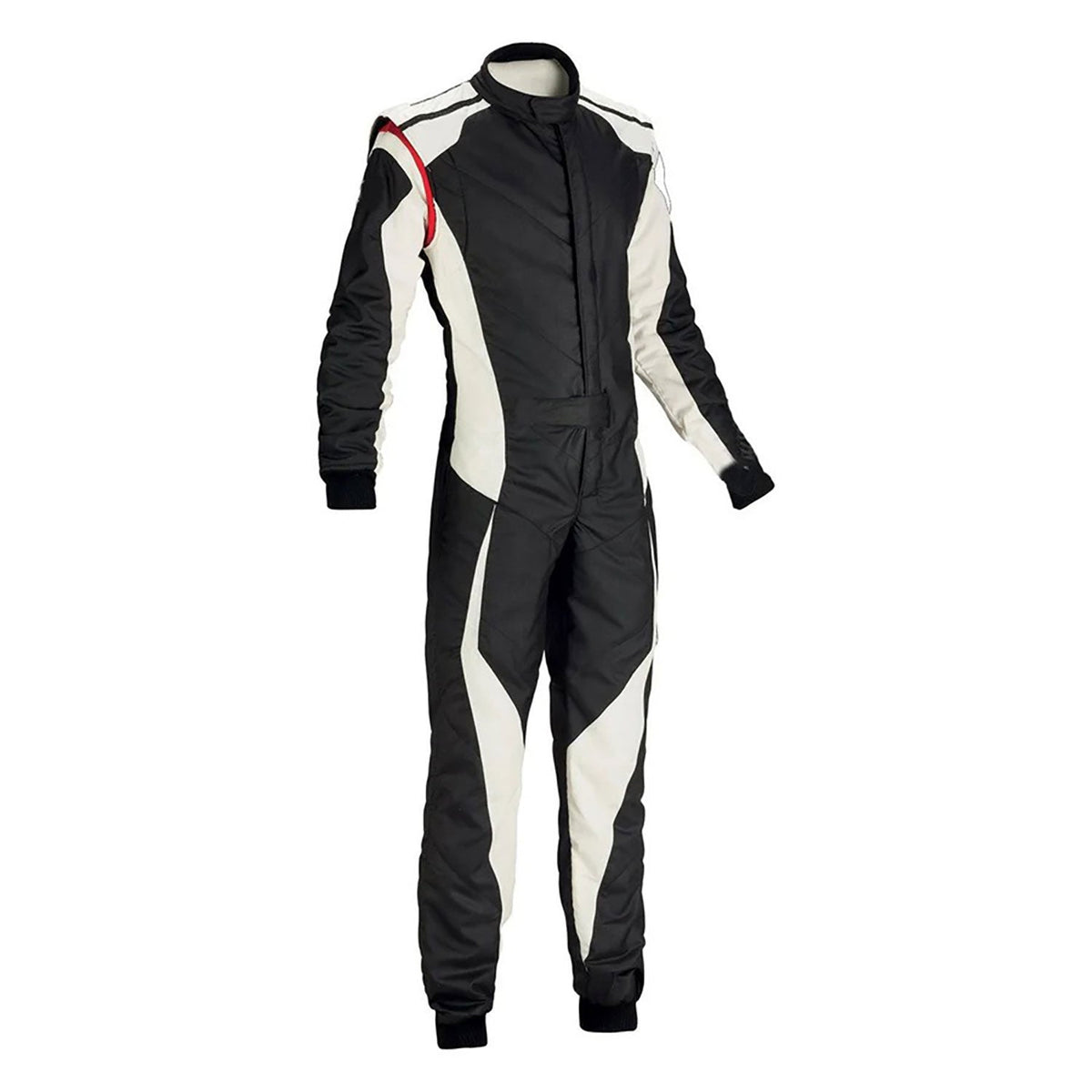 Black and White Go-Kart Driver Racing Suit – Custom Fit: black and White Go-Kart Driver Racing Track Suit.