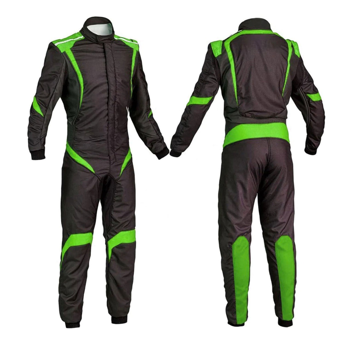 Custom Black & Green Go Kart Racing Outfit Design: custom Black & Green Go Kart Racing Track Suit.