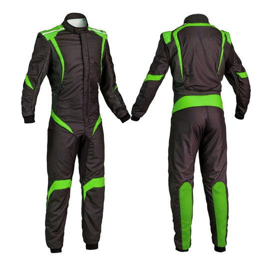 Custom Black & Green Go Kart Racing Outfit Design: custom Black & Green Go Kart Racing Track Suit.
