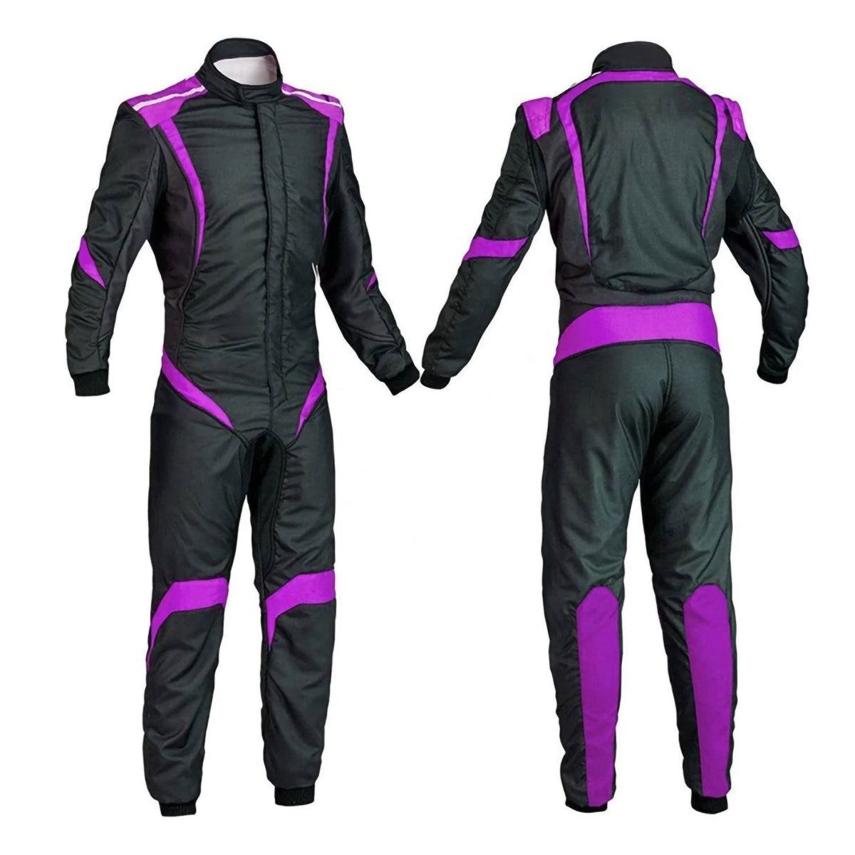 Custom Black & Purple Go Kart Racing Outfit Design: custom Black & Purple Go Kart Racing Track Suit.