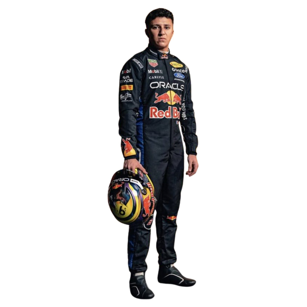 Isack Hadjar Racing Suit Replica 2026: isack Hadjar F1 Race Red Bull Motorsport Suit Right Side.