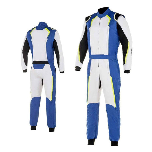 Karting Racing Driver Suit - White, Royal Blue – Custom Fit.