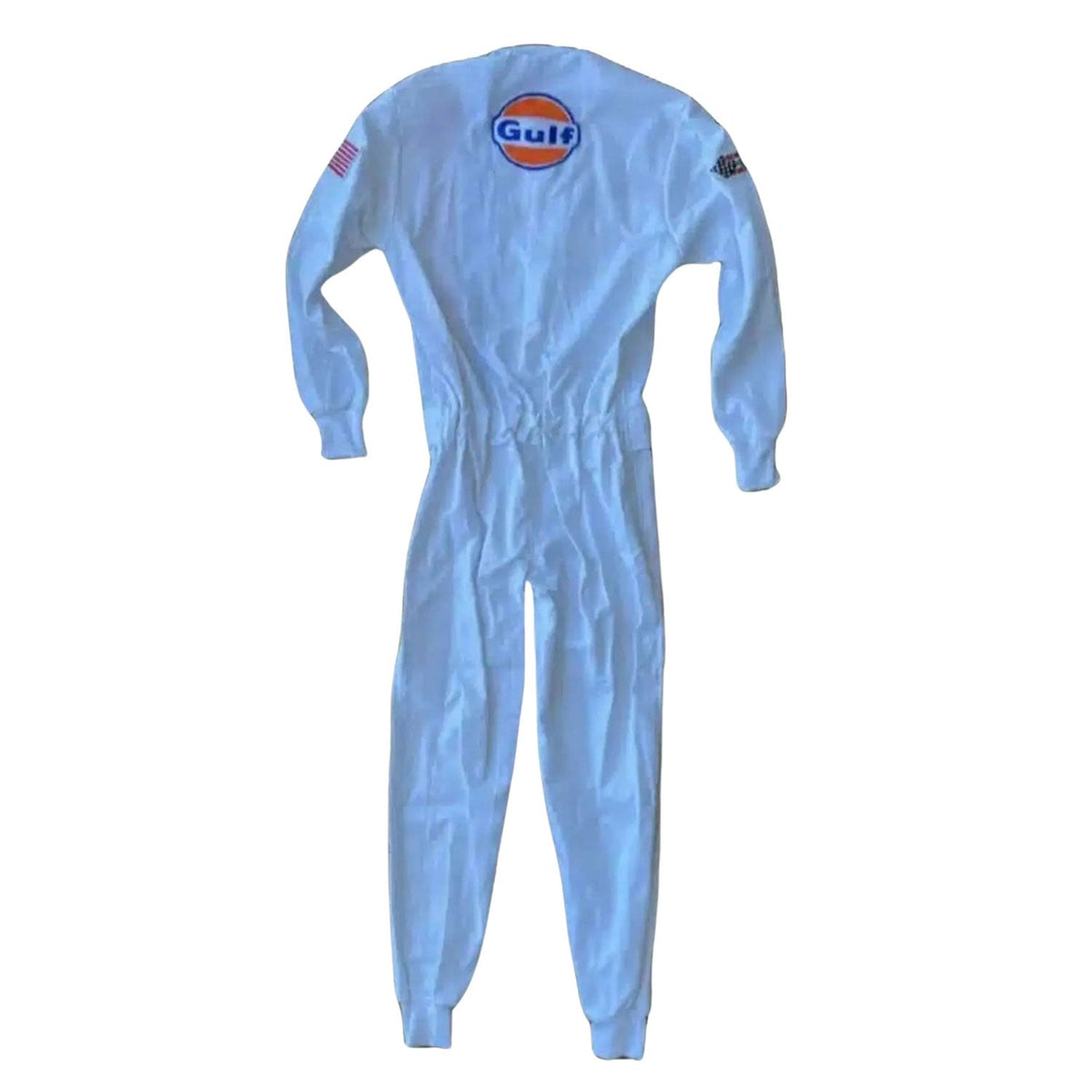1971 Michael Delaney Racing Suit – F1 The Movie Replica: light blue Michael Delaney 1971 F1 The LeMans Movie Race Costume PorscheGulf (Steve McQueen) with Gulf logo.