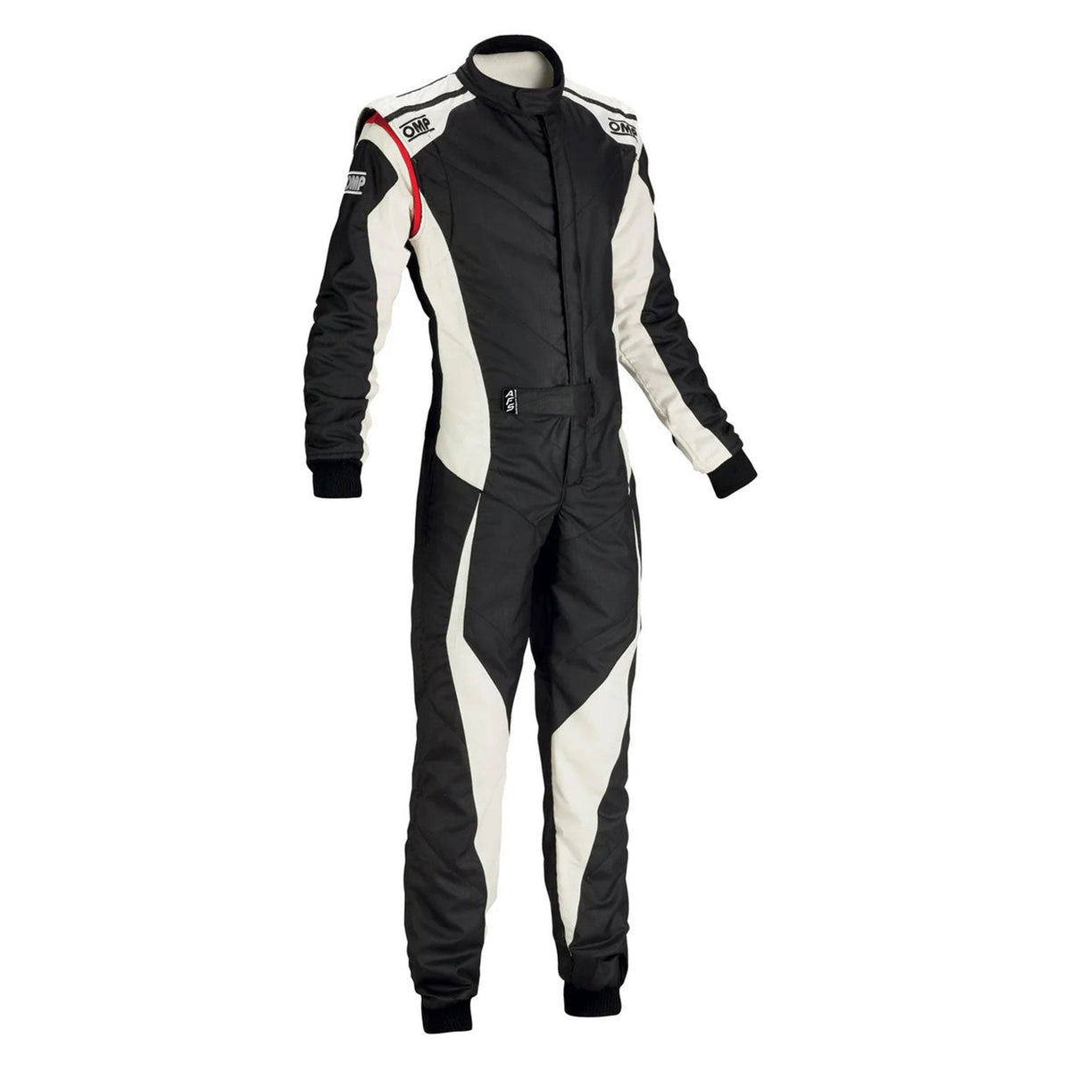 OMP Black White Tecnica Evo Racing Suit Replica: oMP Black White Tecnica Evo Racing Go-Kart Suit.