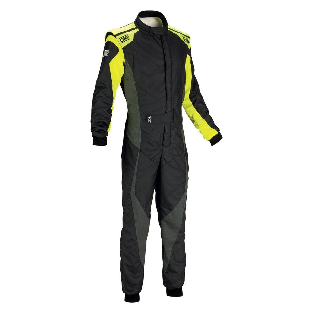 OMP Black Yellow Tecnica Evo Racing Suit Replica: oMP Black Yellow Tecnica Evo Racing Go-Kart Suit.
