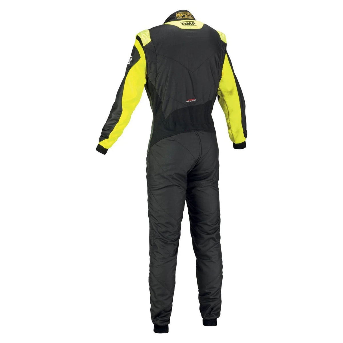 OMP Black Yellow Tecnica Evo Racing Suit Replica full-body racing suit.