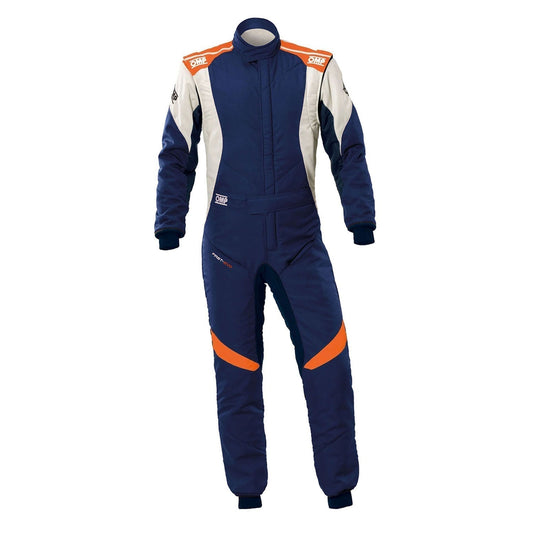 OMP Blue White Orange Tecnica Evo Racing Suit Replica: oMP Blue White Orange Tecnica Evo Racing Go-Kart Suit.