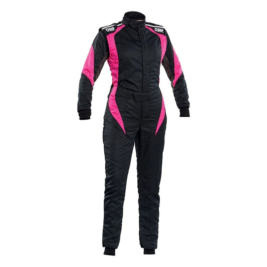 OMP FIRST ELLE Black/Pink Go-Kart Racing Suit Replica: oMP FIRST ELLE Black/Pink Go Kart Racing Track Suit.