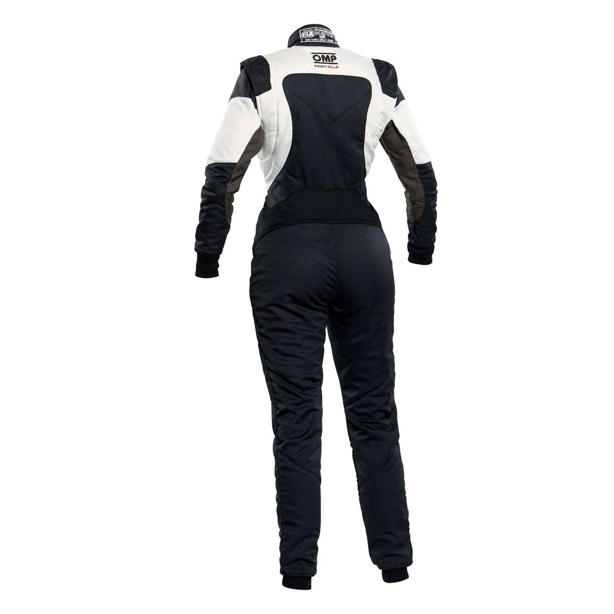 OMP FIRST ELLE Black/White Go-Kart Racing Suit Replica: oMP FIRST ELLE BlackWhite Go Kart Racing Suit with visible branding.