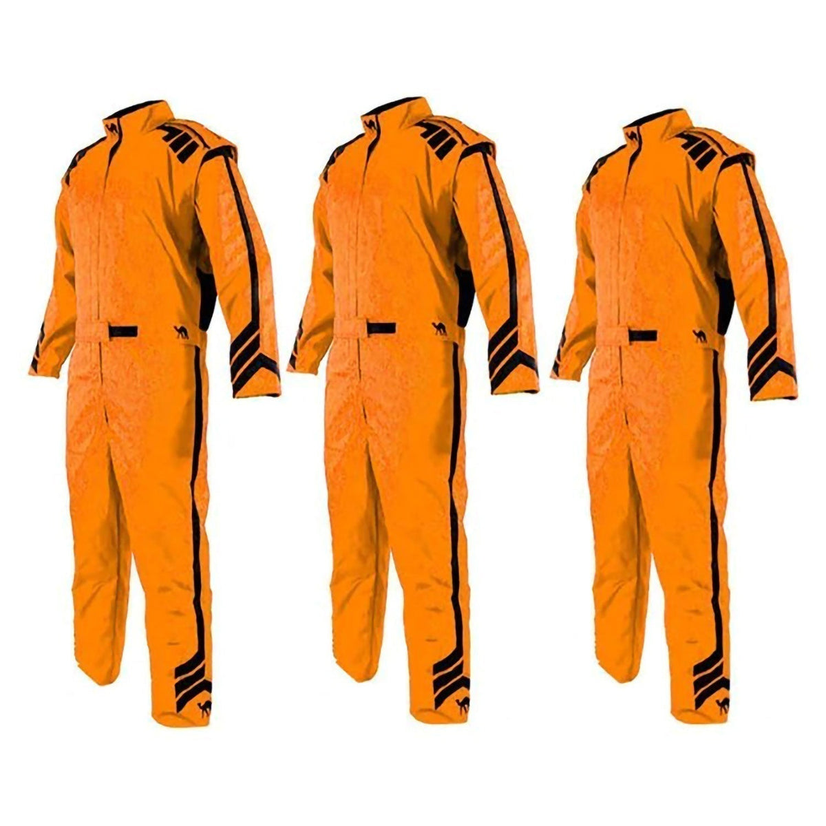 Custom Orange Racing Suit for Go Karting: orange Racing for Go Karting Track Suit Side Views.