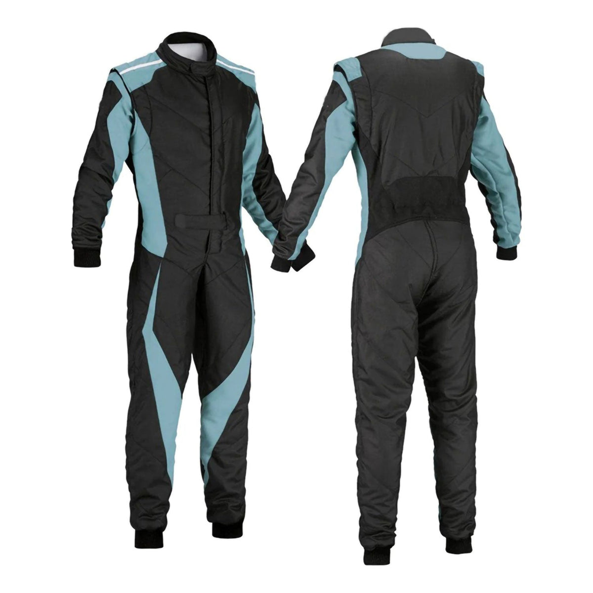 Plain Black & Blue Go Kart Racing Costume Design: plain Black & Blue Go Kart Racing Track Suit.