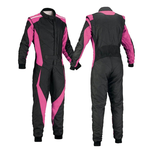 Custom Plain Black & Pink Go Kart Racing Suit: plain Black & Pink Go Kart Racing Track Suit.