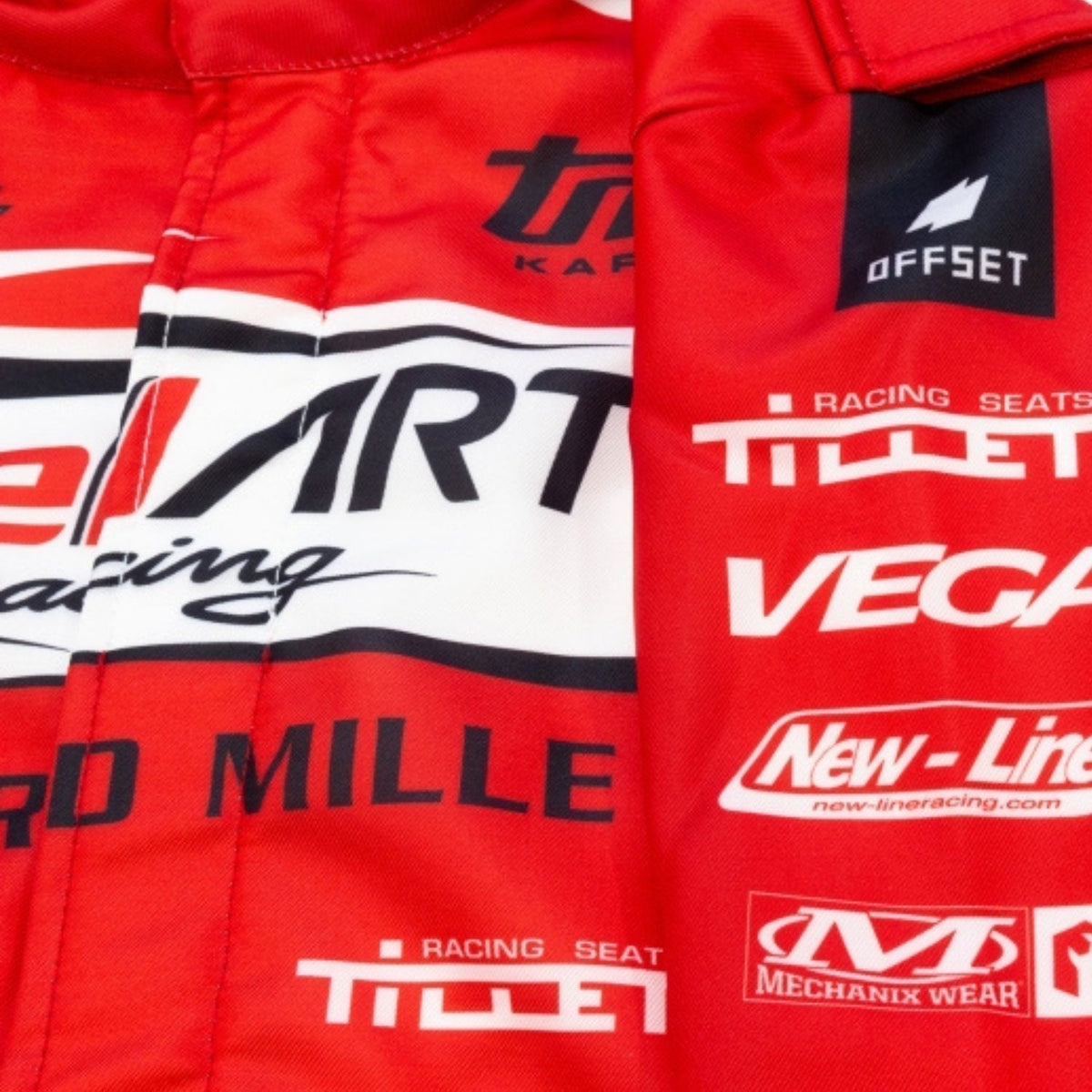 Red Birel Art Go-Kart Racing Suit Replica: red Birel Art Go-Kart Race Motorsport Suit.