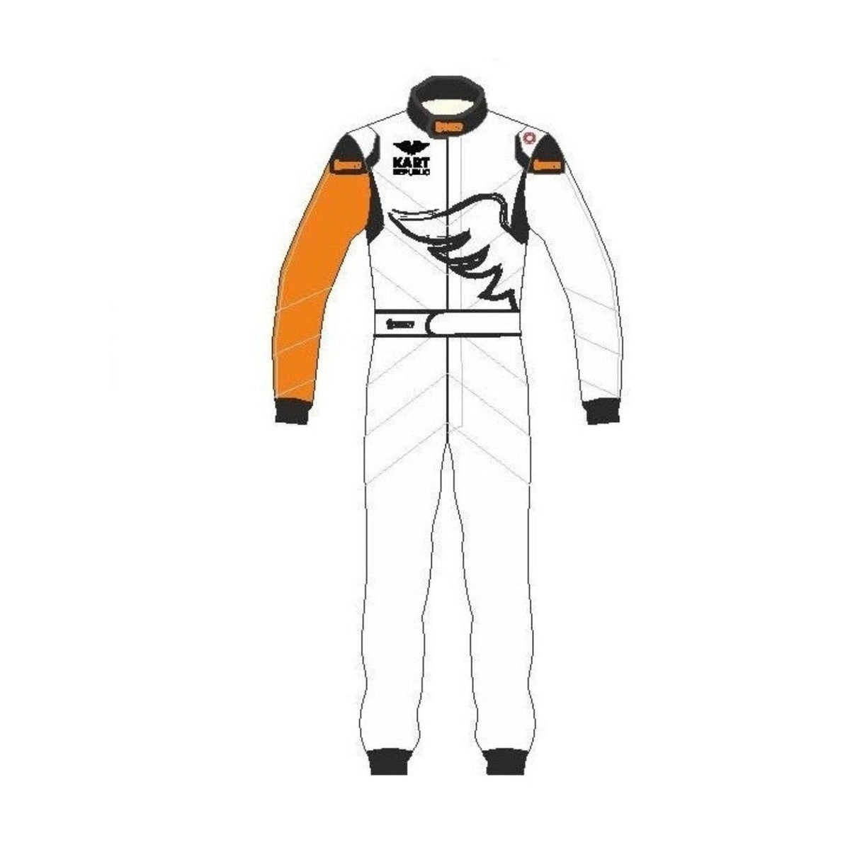 White Kart Republic Go-Kart Racing Suit Replica: white Kart Republic Go-Kart Race Motorsport Suit.