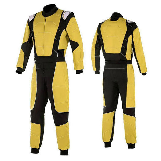 Custom Yellow Go-Kart Car Race Suit: yellow Go-Kart Car Race Karting Costume.