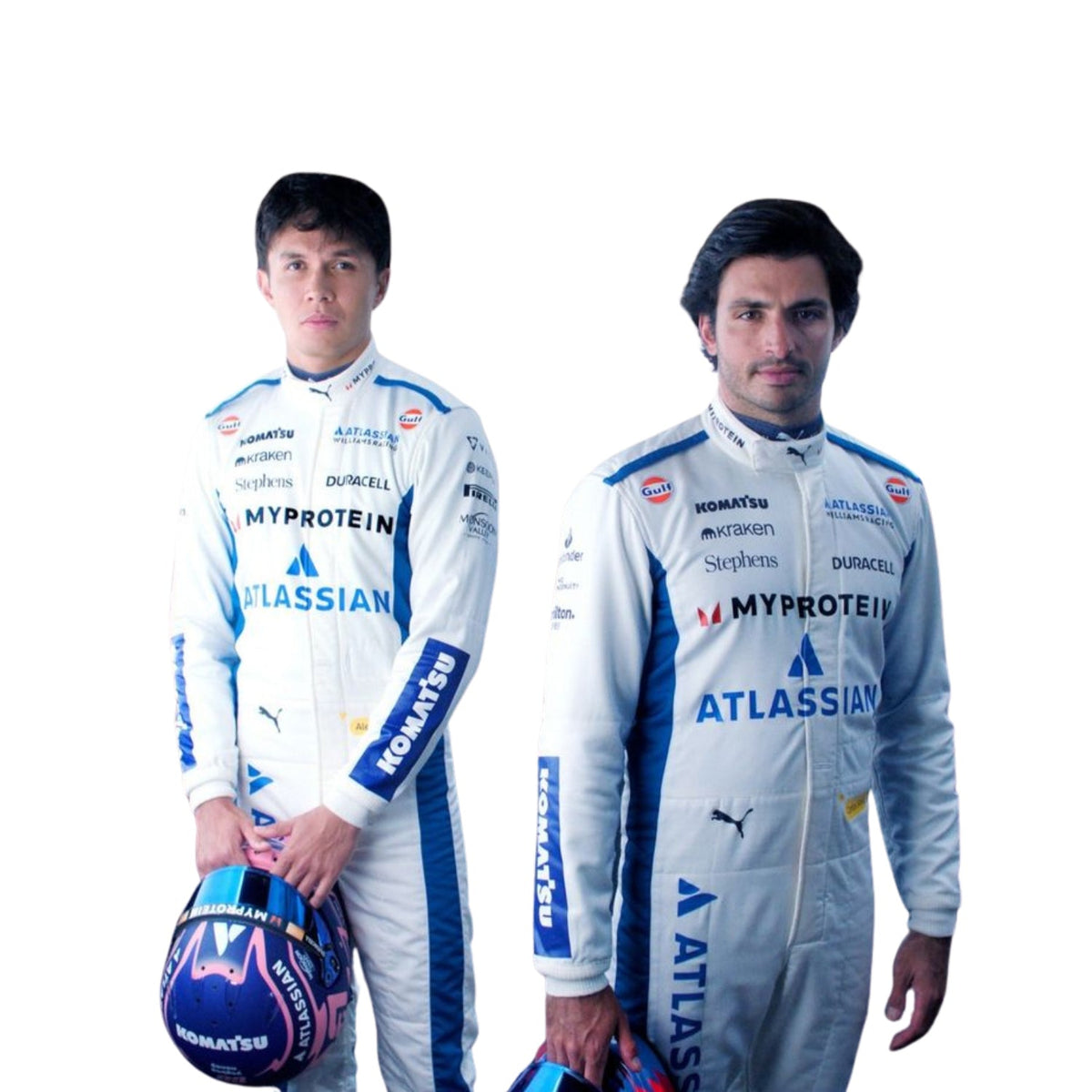 Alexander Albon Racing Suit Replica 2025: alexander Albon & Carloz Sainz F1 Race Replica Williams Grand Prix Suit.