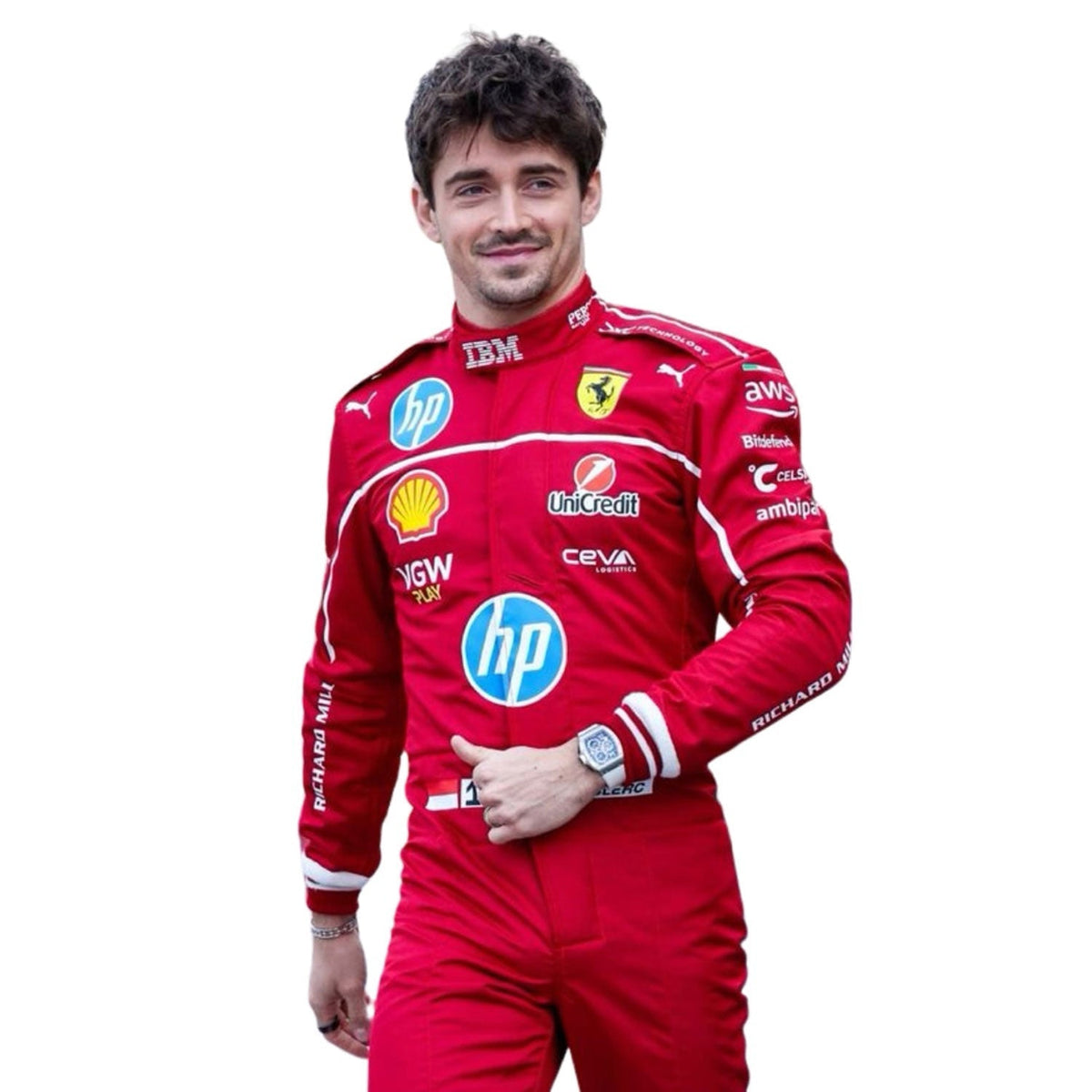 Charles Leclerc 2025 Racing Suit Replica: charles Leclerc F1 Race Replica Ferrari Grand Prix Suit.
