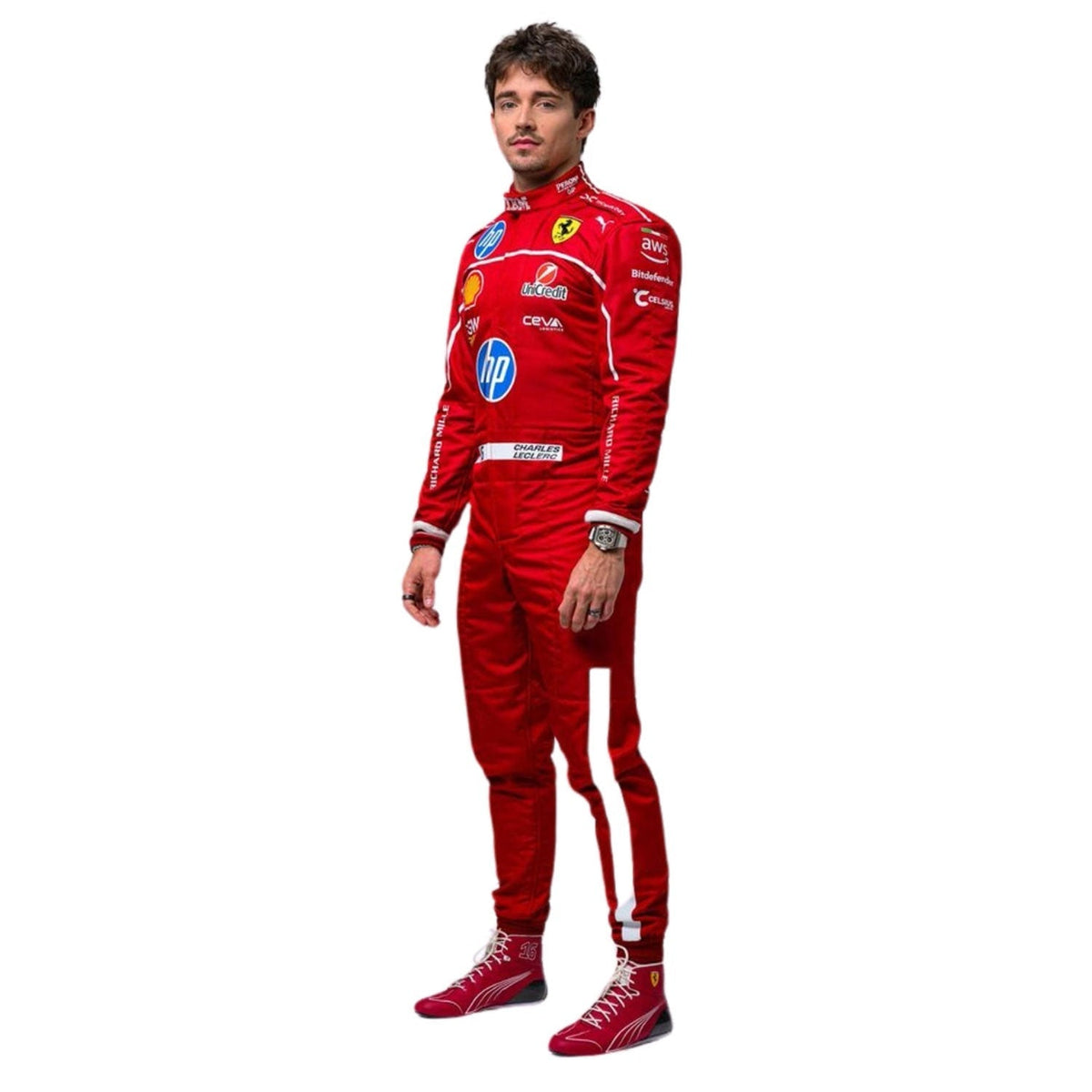 Charles Leclerc 2025 Racing Suit Replica: charles Leclerc F1 Race Replica Ferrari Grand Prix Suit.
