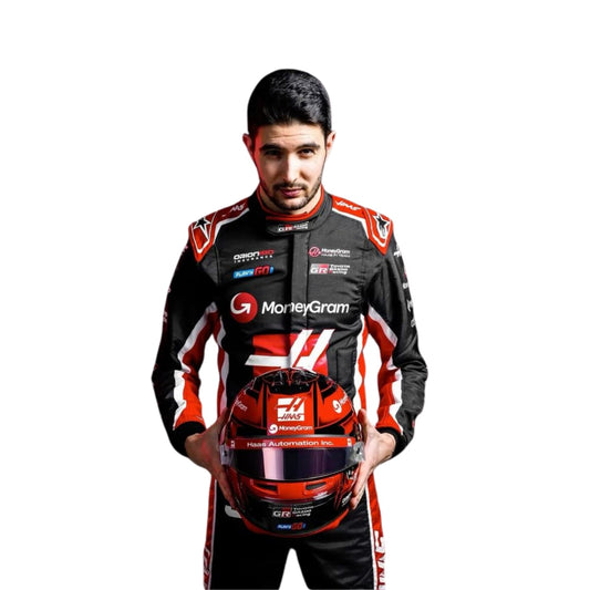 Esteban Ocon 2025 Racing Suit Replica: esteban Ocon F1 Race Replica Haas Grand Prix Suit.