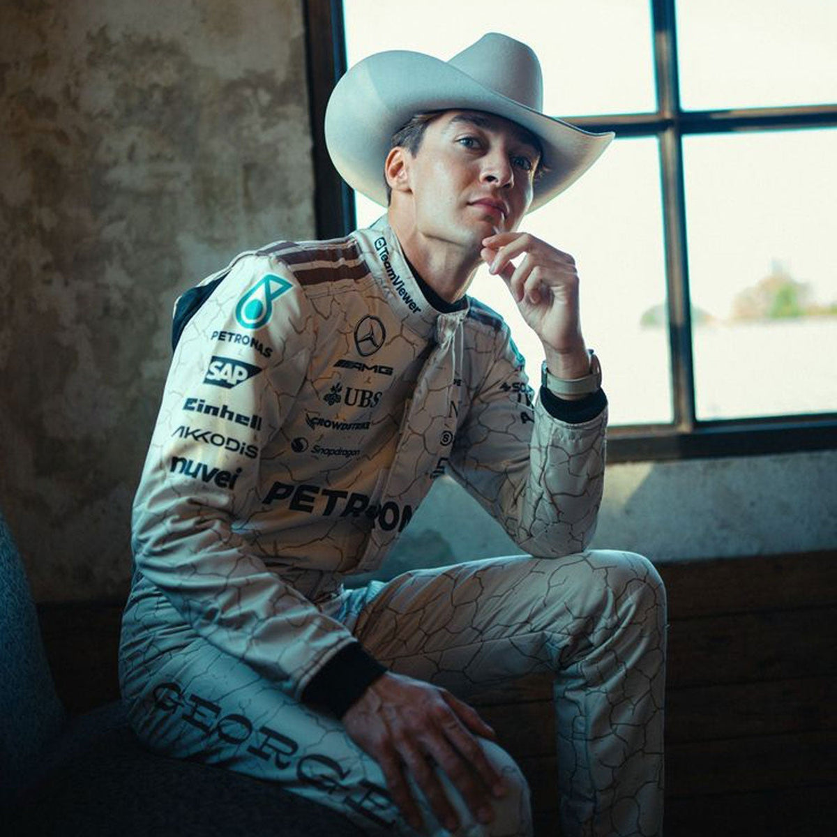 George Russell Usa Austin GP 2025 Racing Suit Replica: george Russell F1 Race Replica Mercedes USA Austin GP Grand Prix Suit.