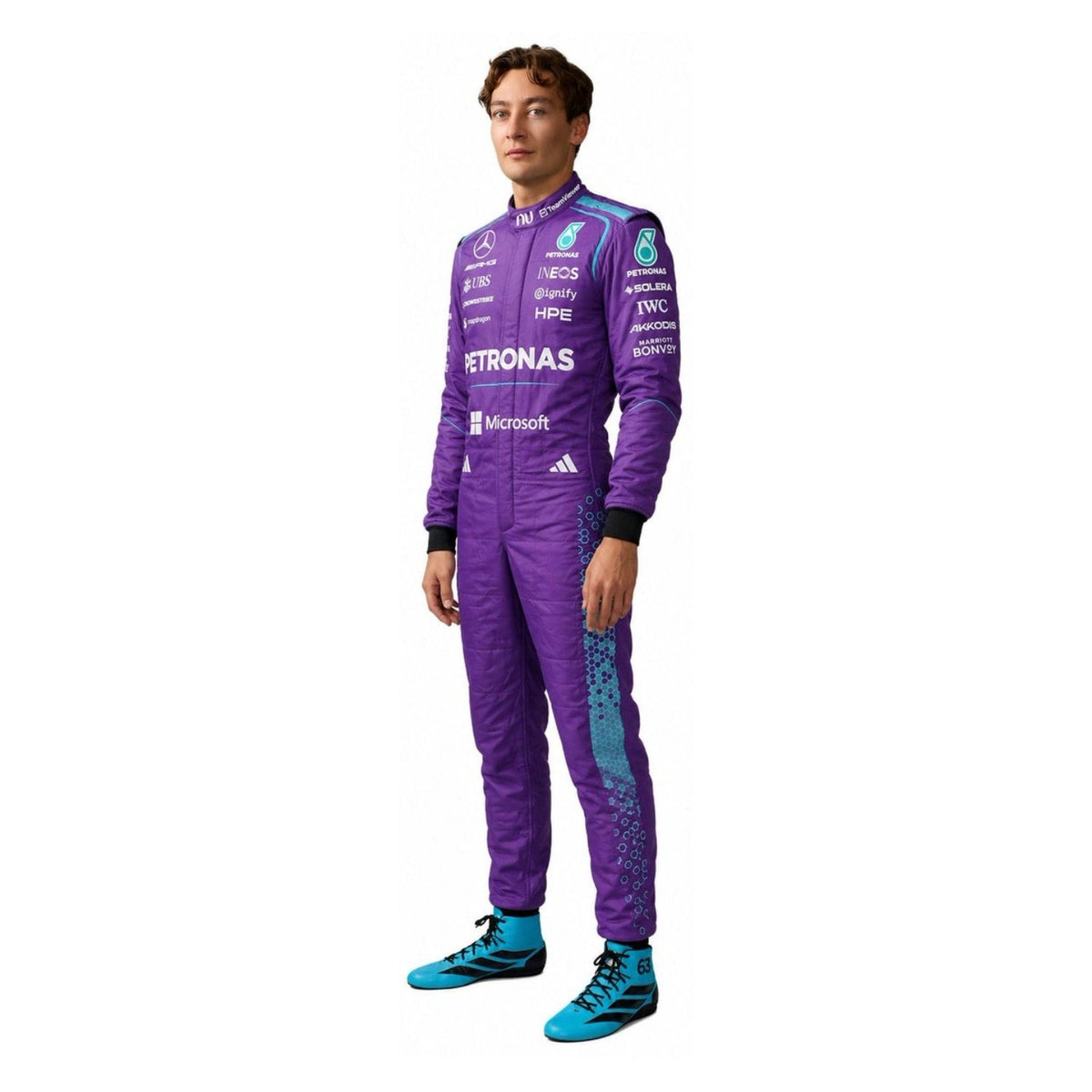 2026 Racing Suit Replica – George Russell Miami GP: george Russell F1 Race Mercedes Miami GP Motorsport Suit.