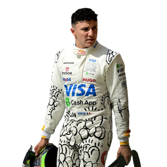 Isack Hadjar Racing Suit Replica 2025 British GP: isack Hadjar F1 Race VCARB British GP Grand Prix Suit.