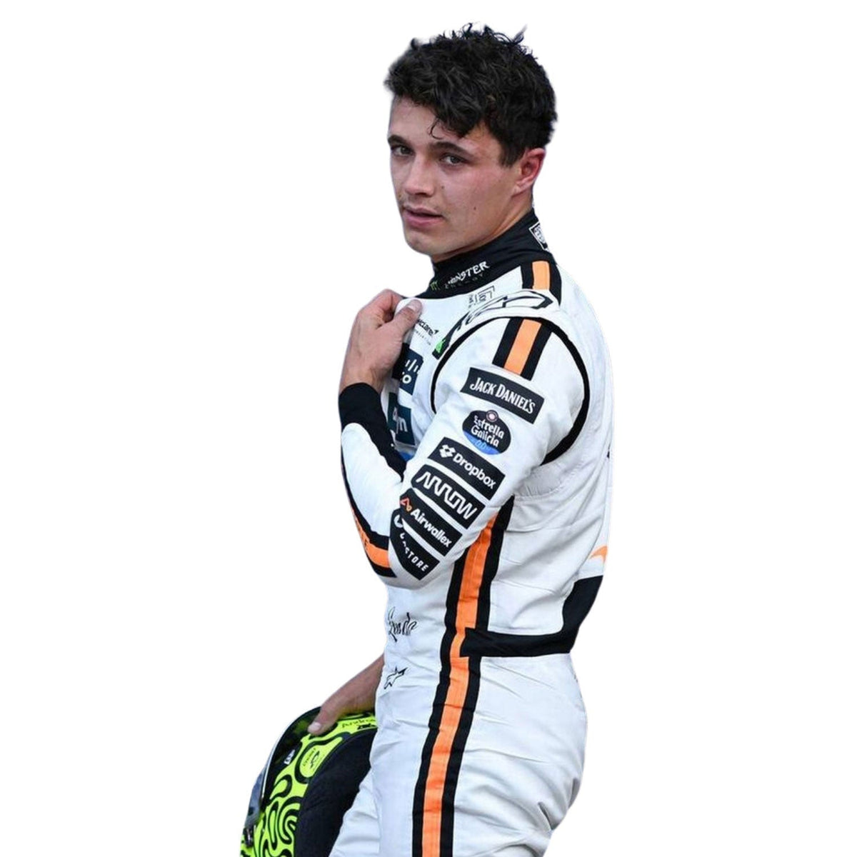 Lando Norris 2025 Racing Suit Replica – Monaco GP: lando Norris F1 Race McLaren Monaco GP Grand Prix Suit Close-Up View.