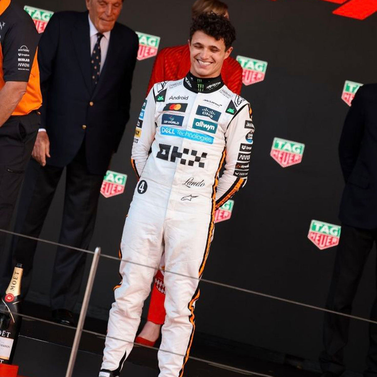 Lando Norris 2025 Racing Suit Replica – Monaco GP: lando Norris F1 Race McLaren Monaco GP Grand Prix Suit Close-Up View.