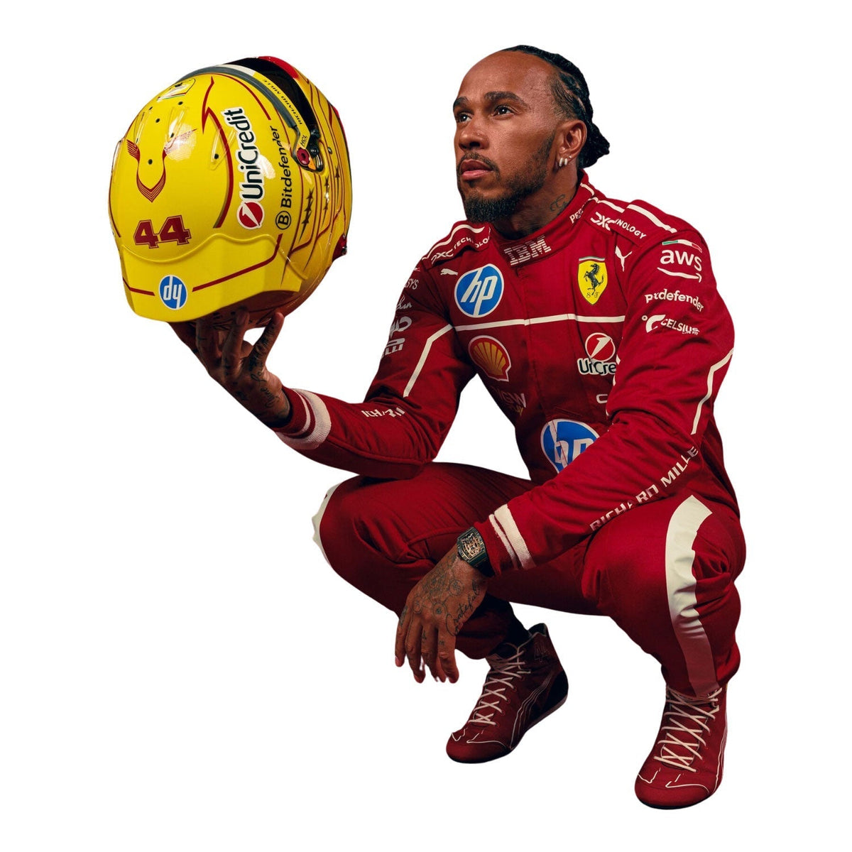 Lewis Hamilton 2025 Racing Suit Replica: lewis Hamilton F1 Race Ferrari Grand Prix Suit.