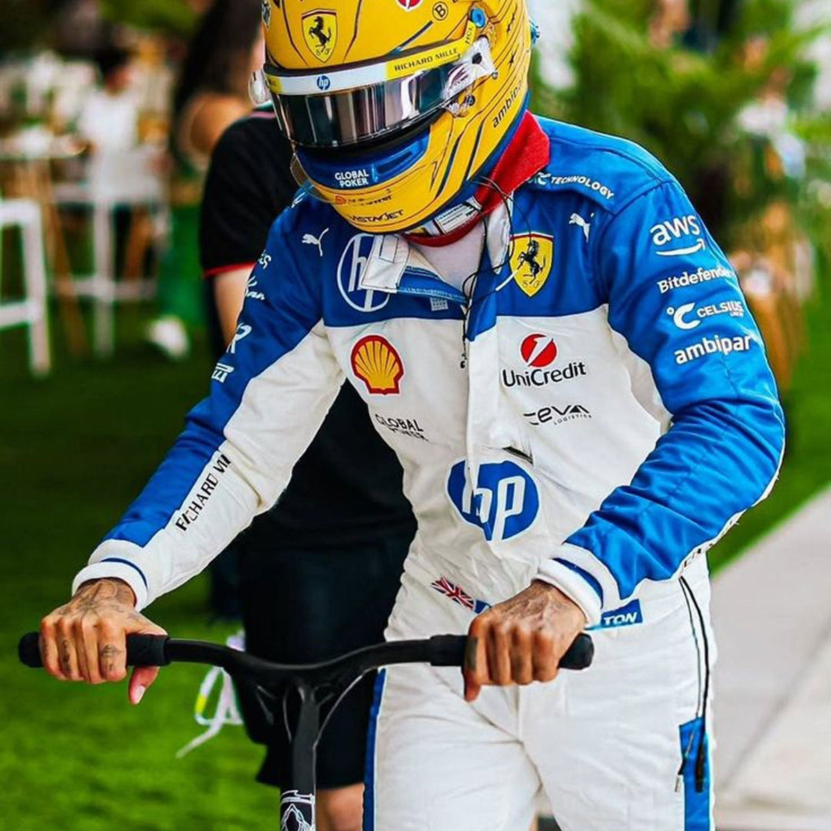 Lewis Hamilton Miami GP 2025 Racing Suit Replica: lewis Hamilton F1 Race Ferrari Miami GP Grand Prix Suit.