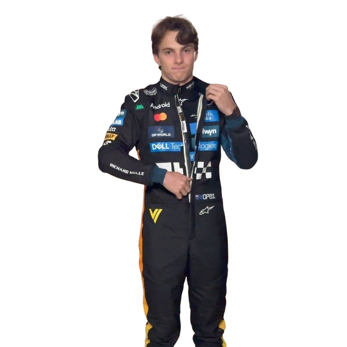2025 Racing Suit Replica – Oscar Piastri Abu Dhabi: oscar Piastri F1 Race Replica McLaren Abu Dhabi GP Driver Suit.